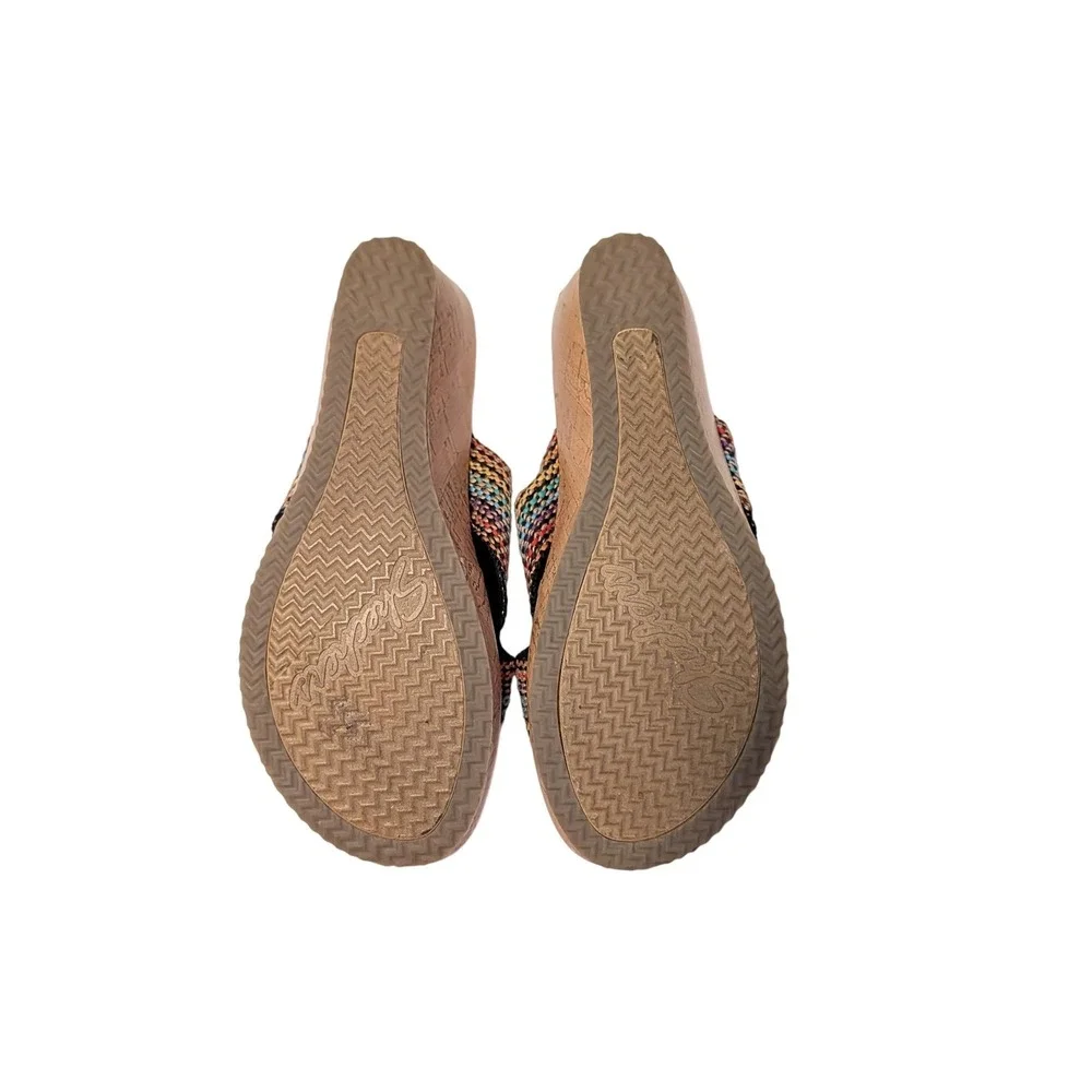 Skechers Luxe Foam Multicolor Woven Wedge Sandals US 10 Y2K Platform Slide 38554